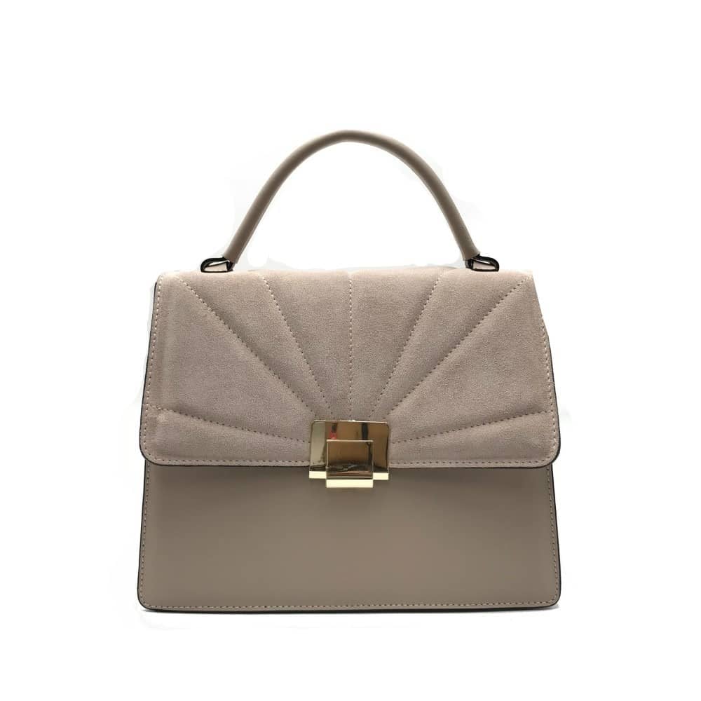 Leather Bag with Suede Flap -Made in Italy-